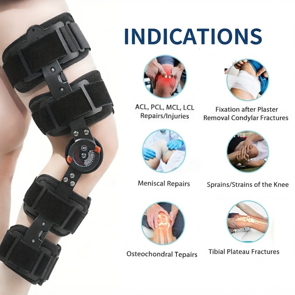 ROM Knee Brace Indications — ACL PCL MCL LCL Repairs, Meniscal Repairs, Tibial Plateau Fractures Pakistan
