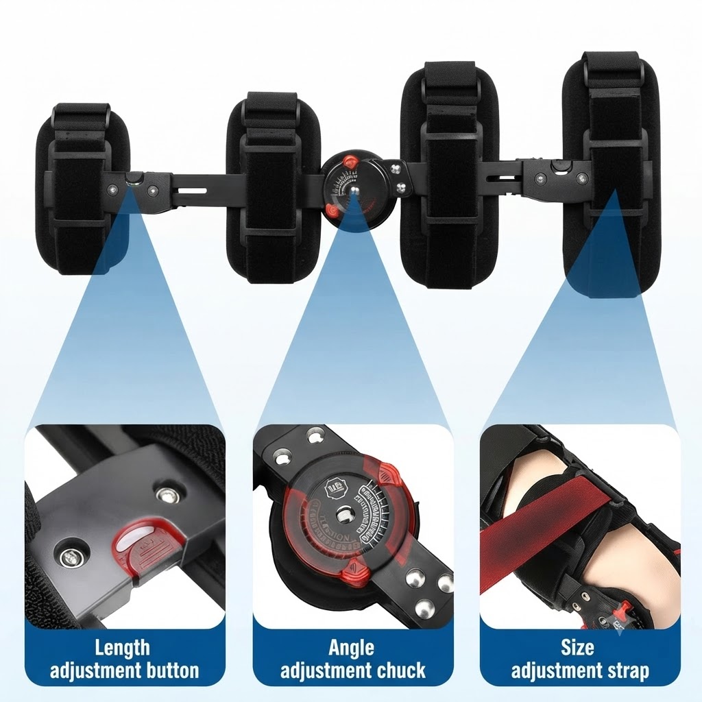 ROM Knee Brace Side View Orthopedic Frame Pakistan
