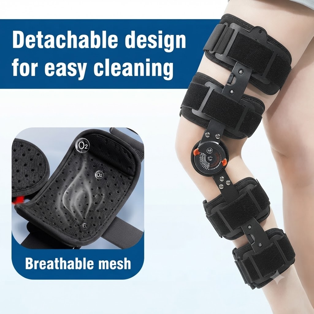 ROM Knee Brace Breathable Ventilated Padding Pakistan