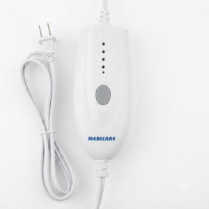 Close-up of 4-level LED indicator handheld controller for Medicare electric heating pad