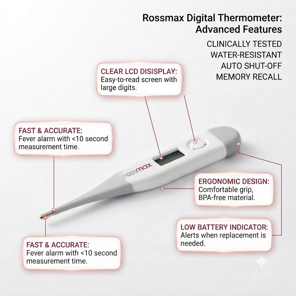 Rossmax TG-100 Digital Thermometer LCD Display Pakistan