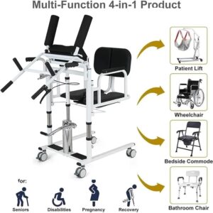 180-degree split seat on hydraulic patient transfer chair