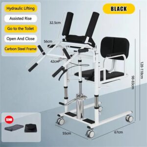 Pedal-operated hydraulic lifting system on patient transfer chair