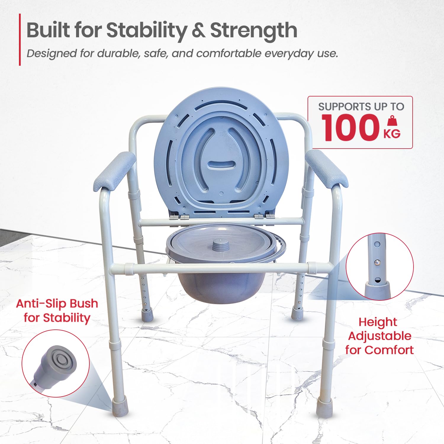 Folding Commode Chair Pakistan Height Adjustable