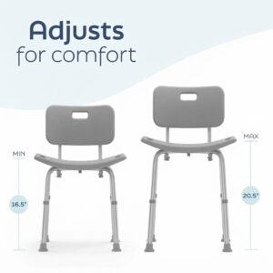 Side-by-side height comparison showing minimum (16.5") and maximum (20.5") height adjustments for user comfort.