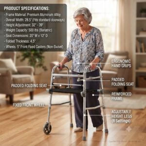 Walker with Foldable Seat Folded Compact Pakistan