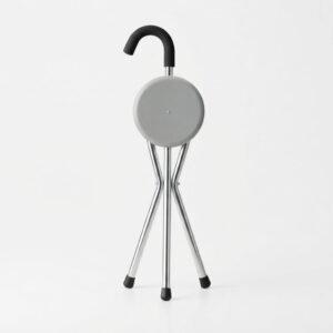 Compact folded walking stick chair with portable tripod design for old age and patient mobility support in Pakistan
