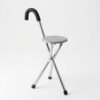 Portable folding stick chair with comfortable seat and ergonomic handle for elderly mobility support on white background